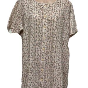 Cabernet Women's 100% COTTON gown Sleep Shirt Large Floral Short Sleeve